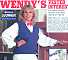 Wendy Richard modeling a blue knit vest