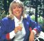 Wendy Richard, about 1989, in her apartment garden, Marylebone, London